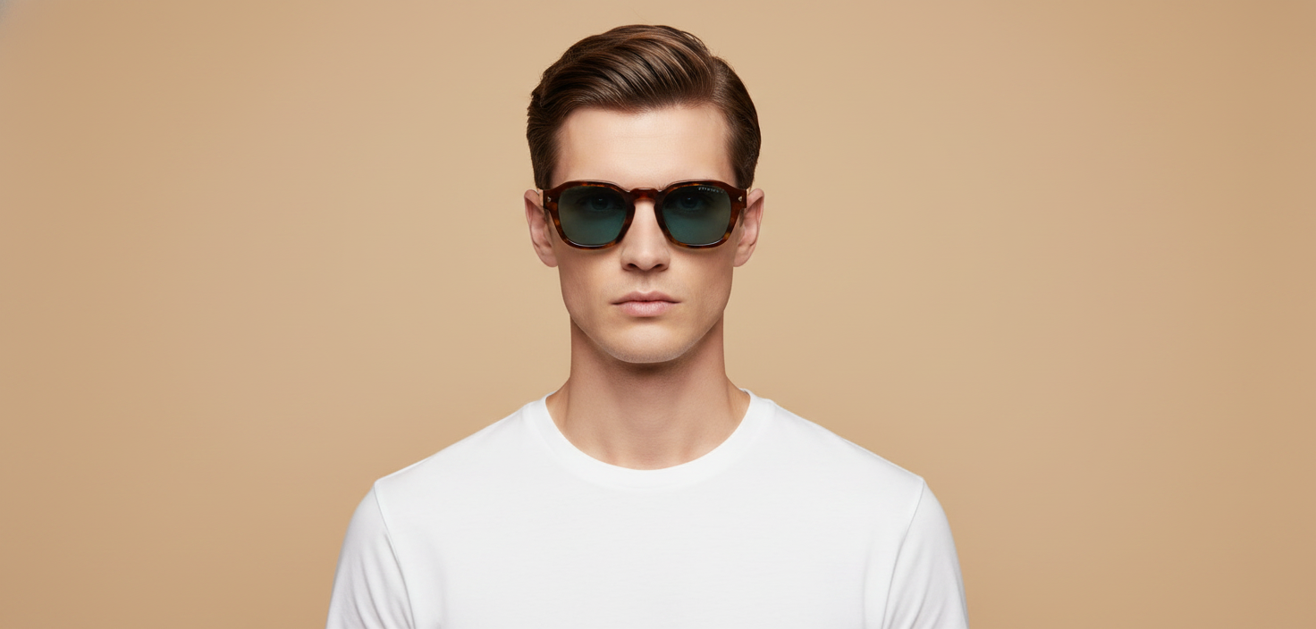 Modelo masculino llevando Gafas de Sol Prada PR A16S 15W04D 49 24