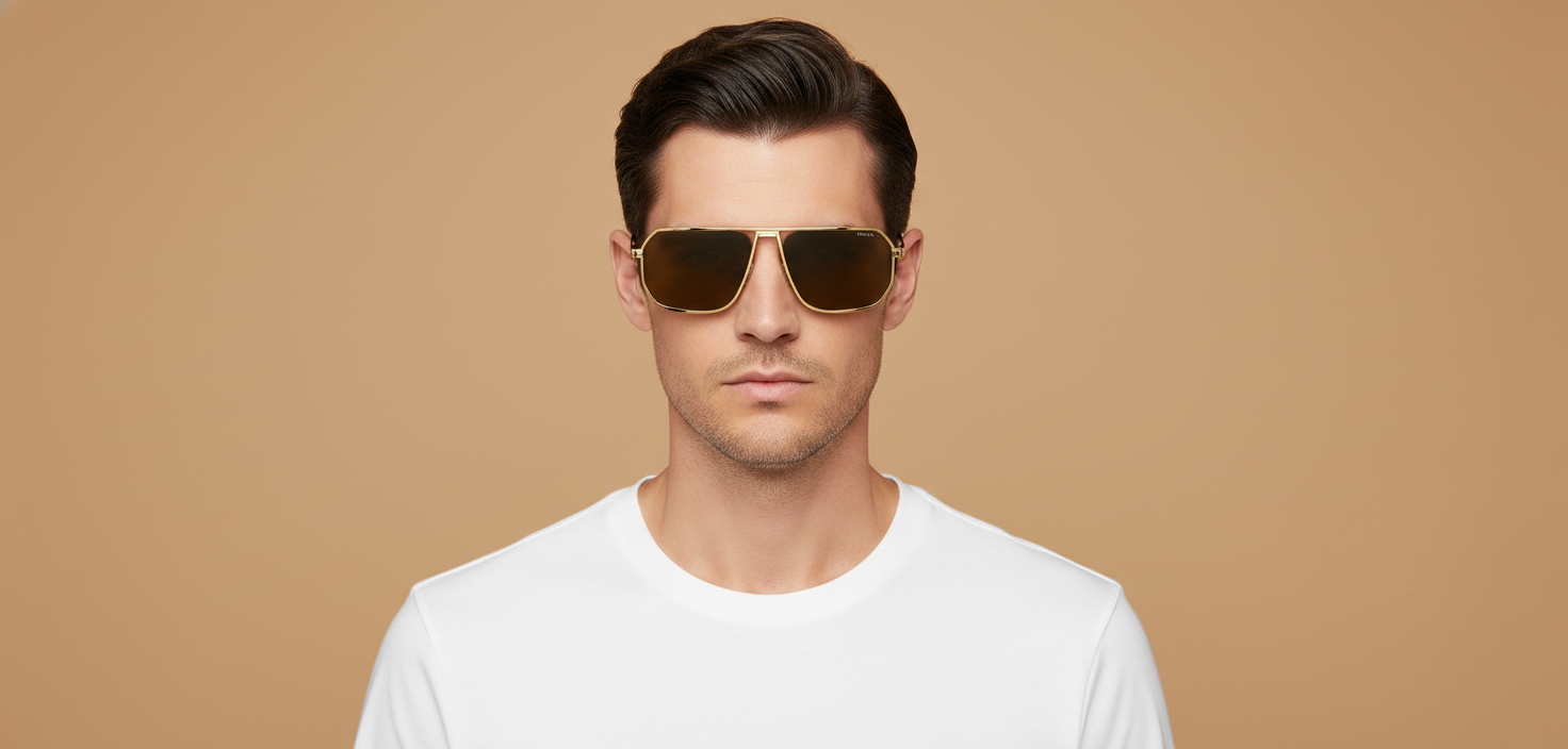 Modelo masculino llevando Gafas de Sol Prada PR A53S 1BK01T 59 17