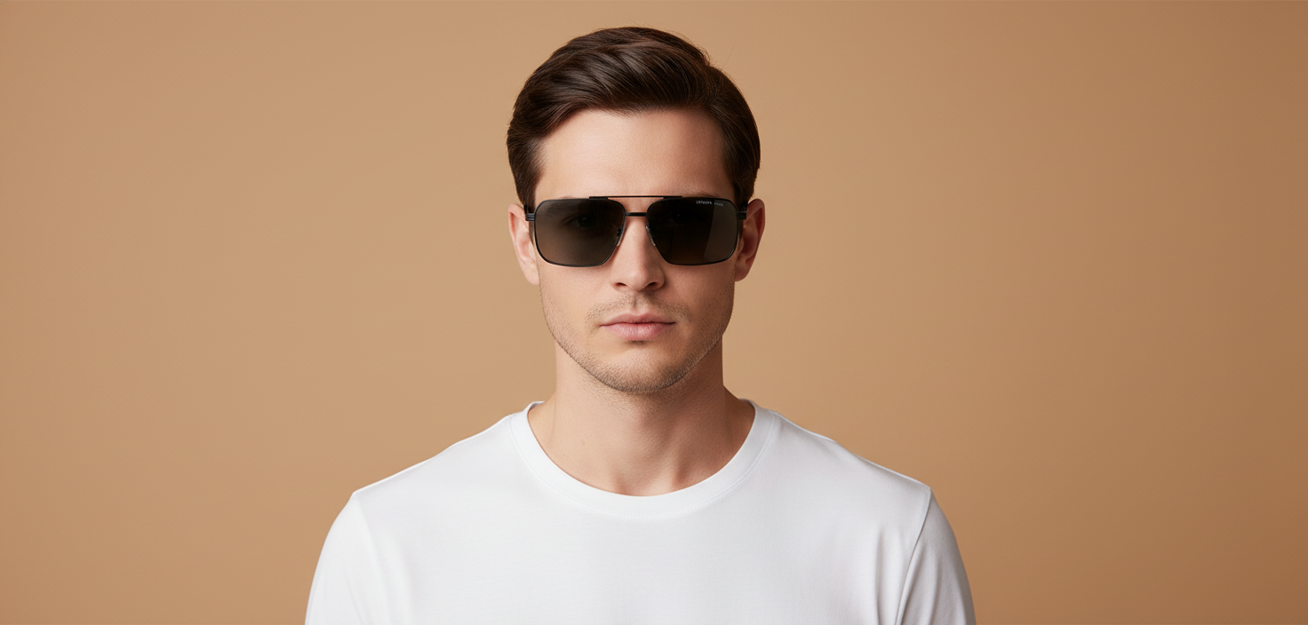 Modelo masculino llevando Gafas de Sol Prada PR A57S 1AB5Z1 61 15