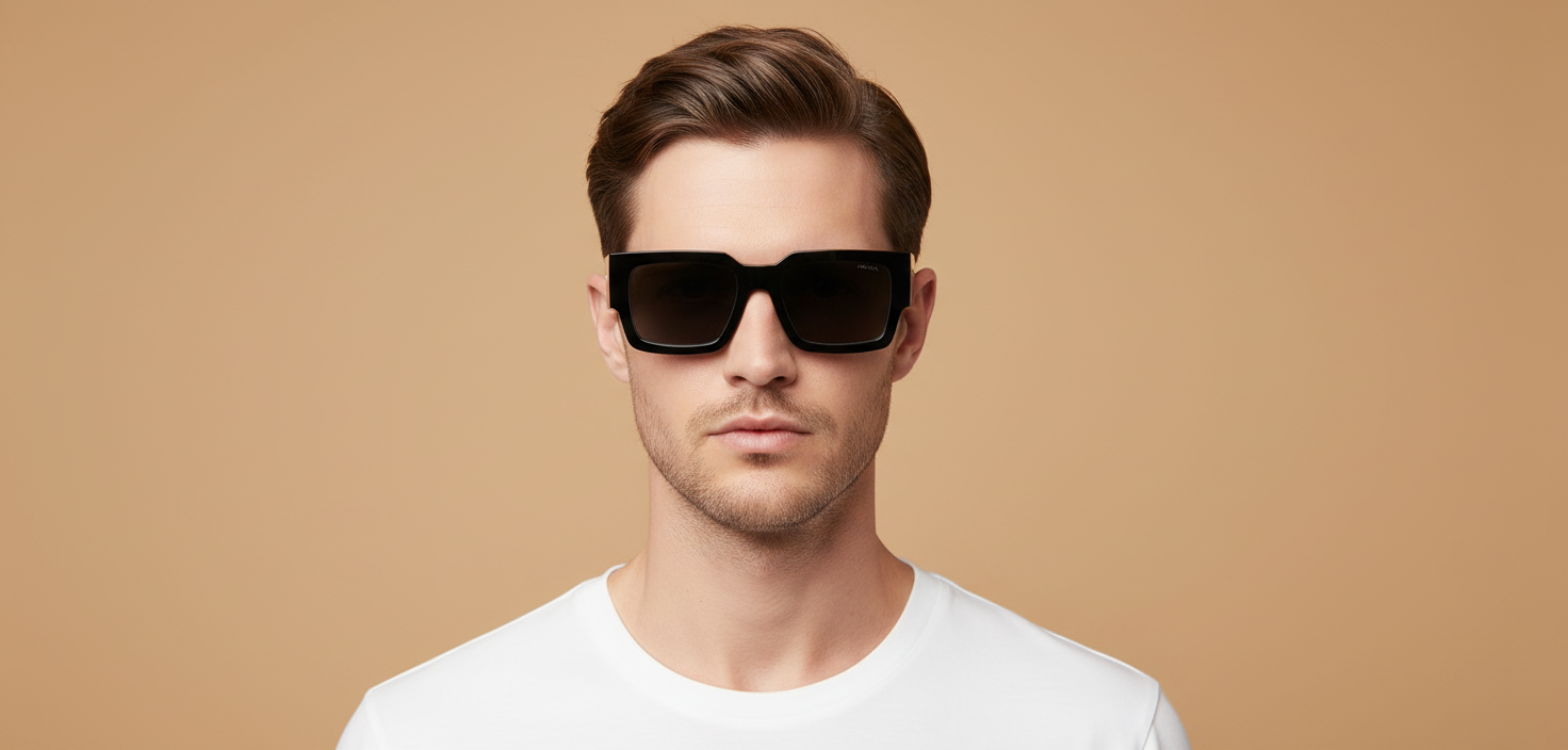 Modelo masculino llevando Gafas de Sol Prada PR B17S 16K08Z 54 20