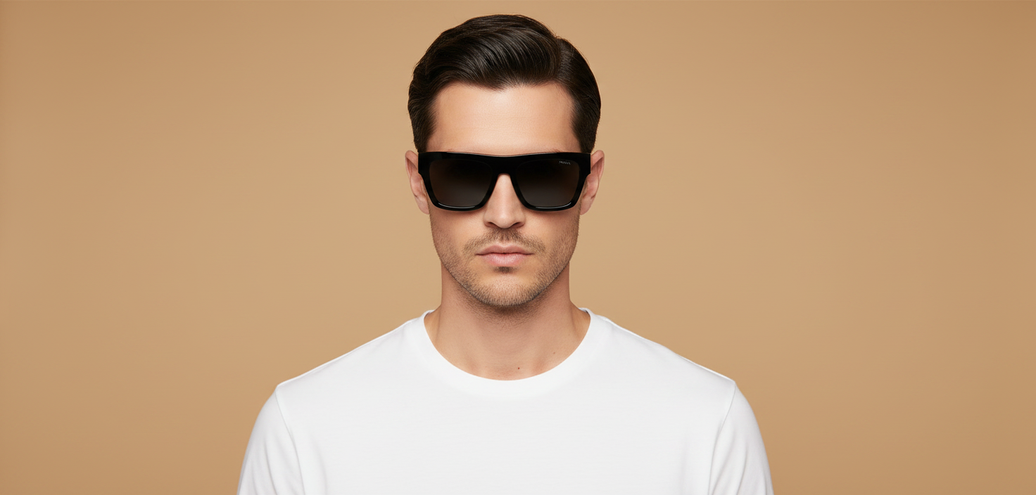 Modelo masculino llevando Gafas de Sol Prada PR C03S 16K08Z 54 19