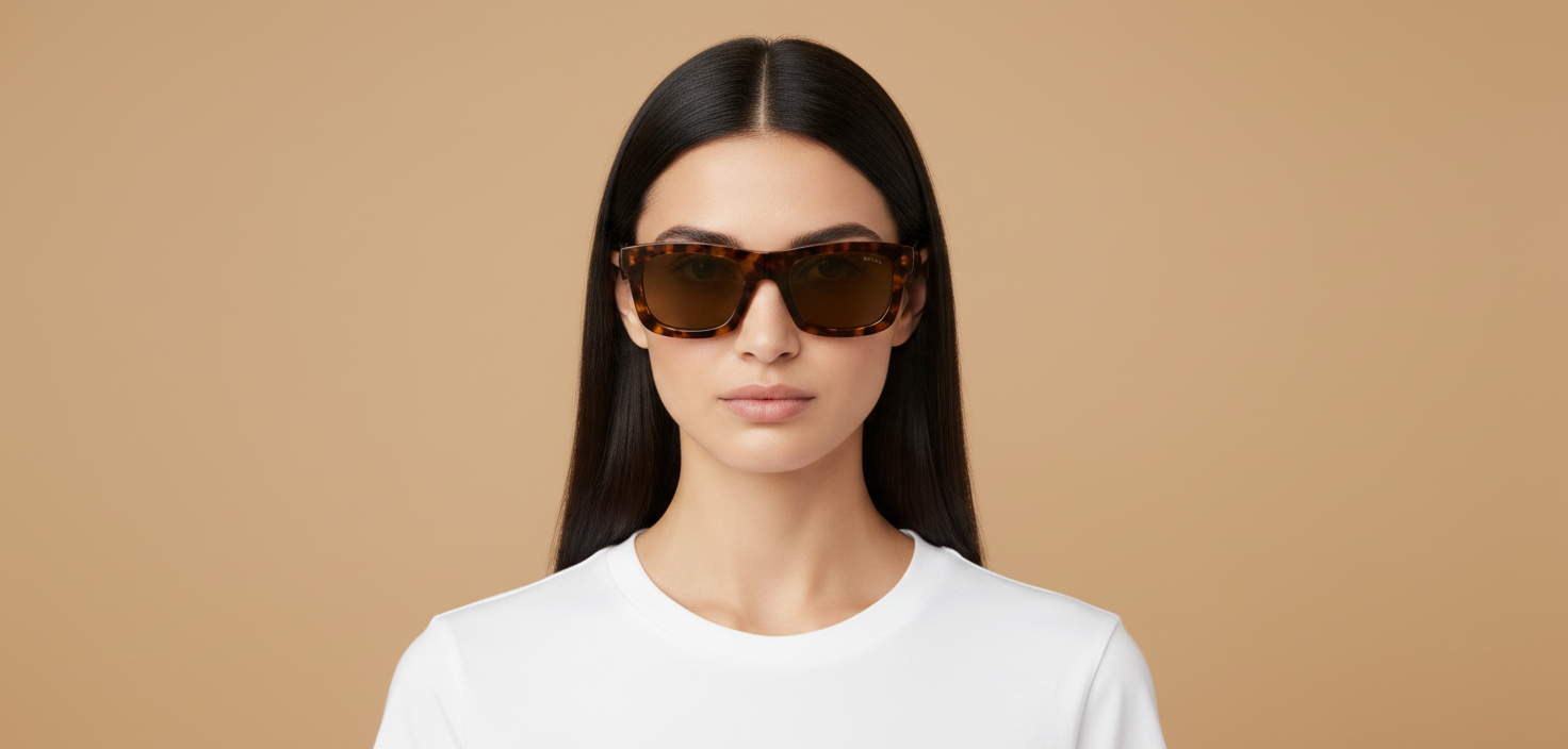Modelo femenino llevando Gafas de Sol Prada PR C06S 14L09Z 50 21