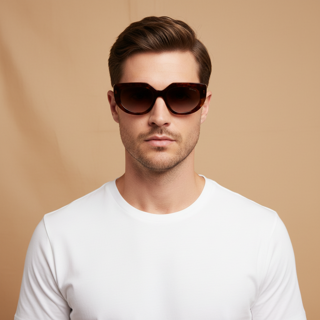 Male model wearing Sunglasses Prada PR D02S 00K10S 53 20