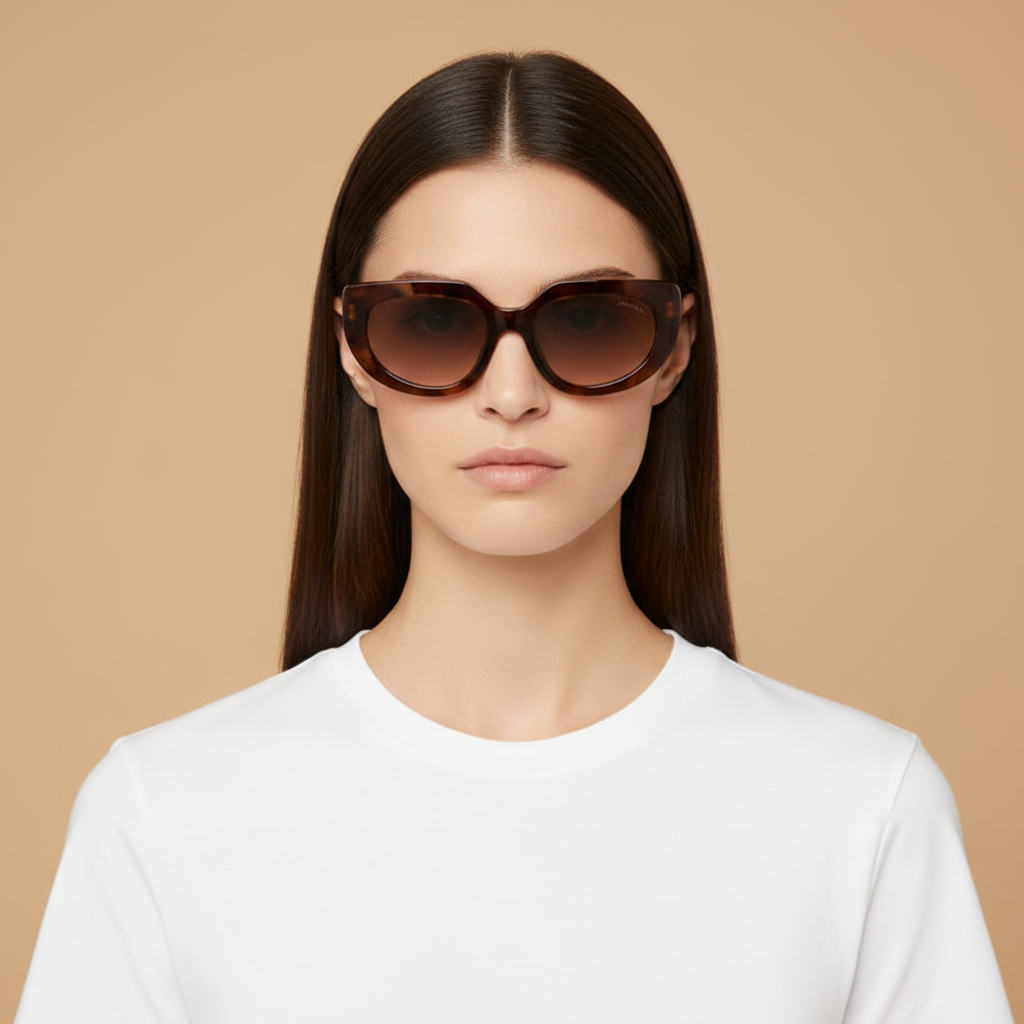 Female model wearing Sunglasses Prada PR D02S 00K10S 53 20