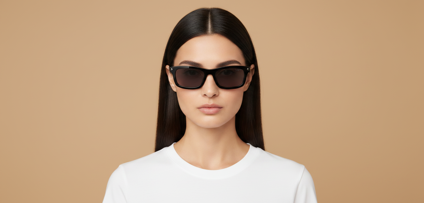 Female model wearing Gafas de Sol Prada PR D05S 16K03D 52 18