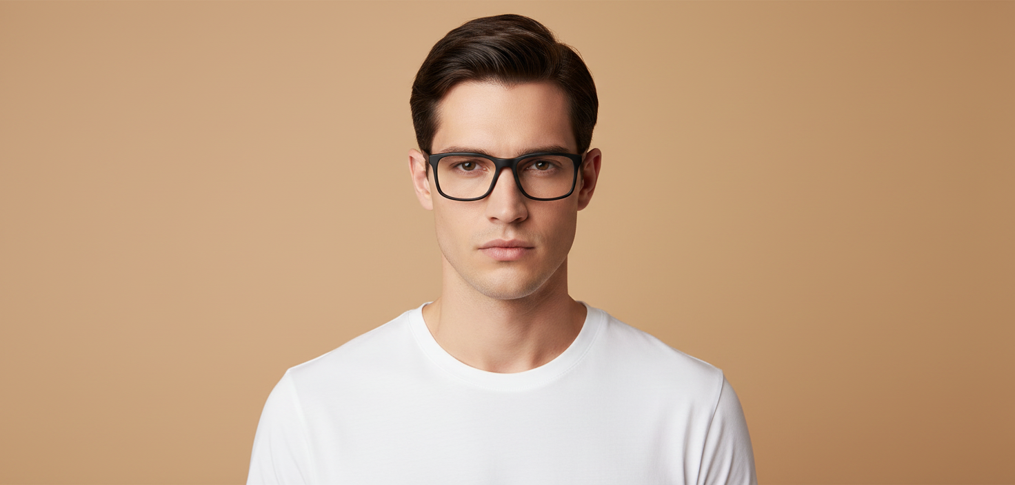 Modelo masculino llevando Gafas Graduadas Prada Linea Rossa OPS08RV 1BO1O1 54 18