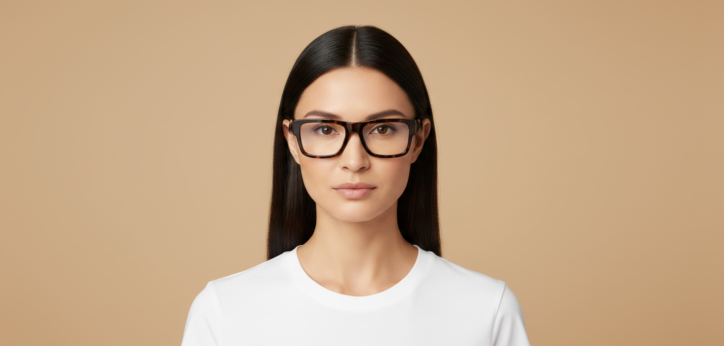 Modelo femenino llevando Gafas Graduadas Prada PR15YV 06Z1O1 54 19