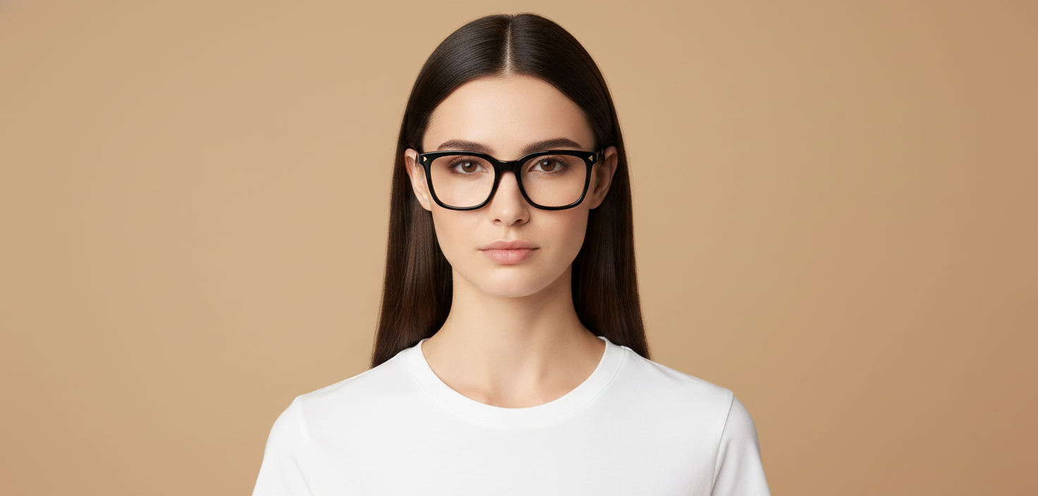 Modelo femenino llevando Gafas Graduadas Prada PRB11V 16K1O1 52 20