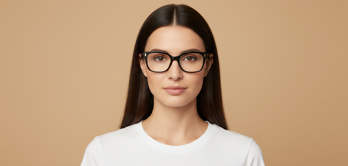 Modelo femenino llevando Gafas Graduadas Ralph Lauren RA7147 5001 55 19