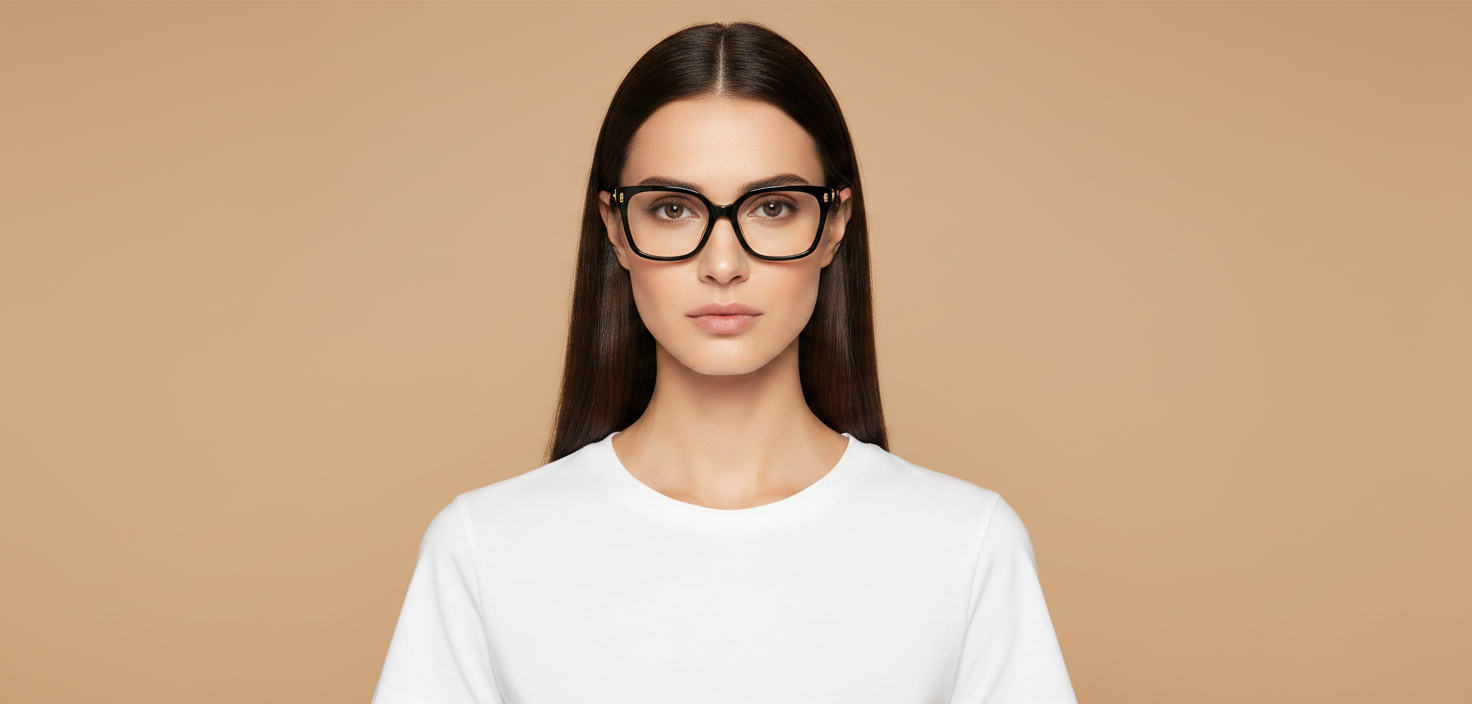 Modelo femenino llevando Gafas Graduadas Ralph Lauren RA7158U 5001 55 18