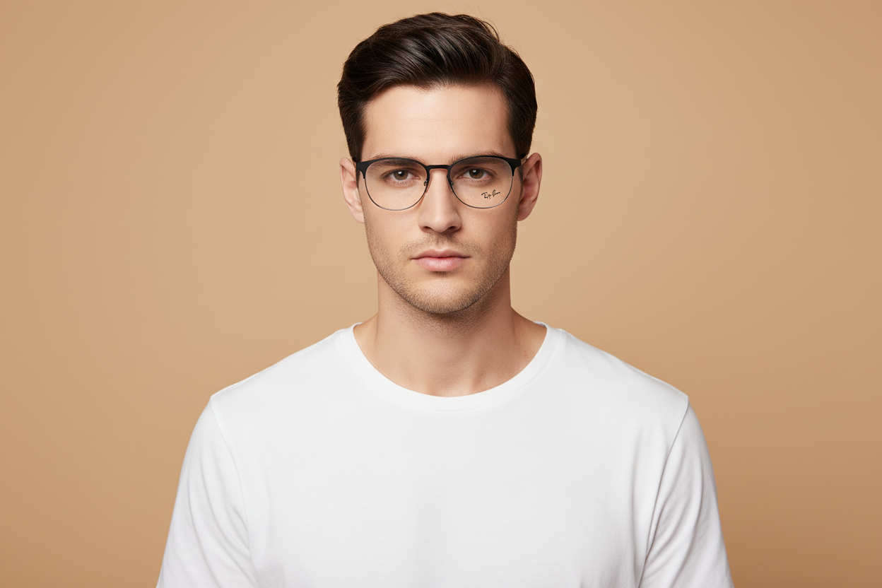 Male model wearing Ray-Ban RX6375 2861 51 18 Prescription Glasses