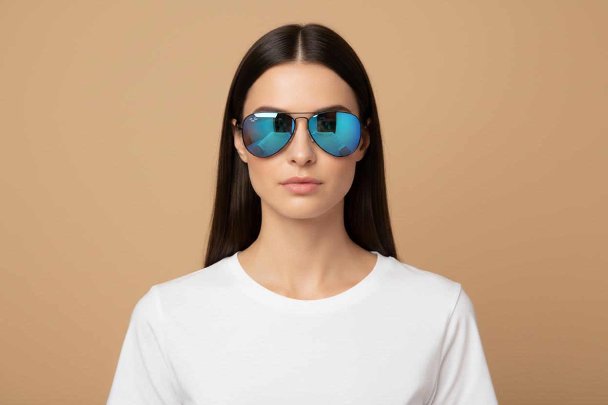 Женская модель в Солнцезащитные очки Ray-Ban Aviator Junior RJ9506 201/55 50 13