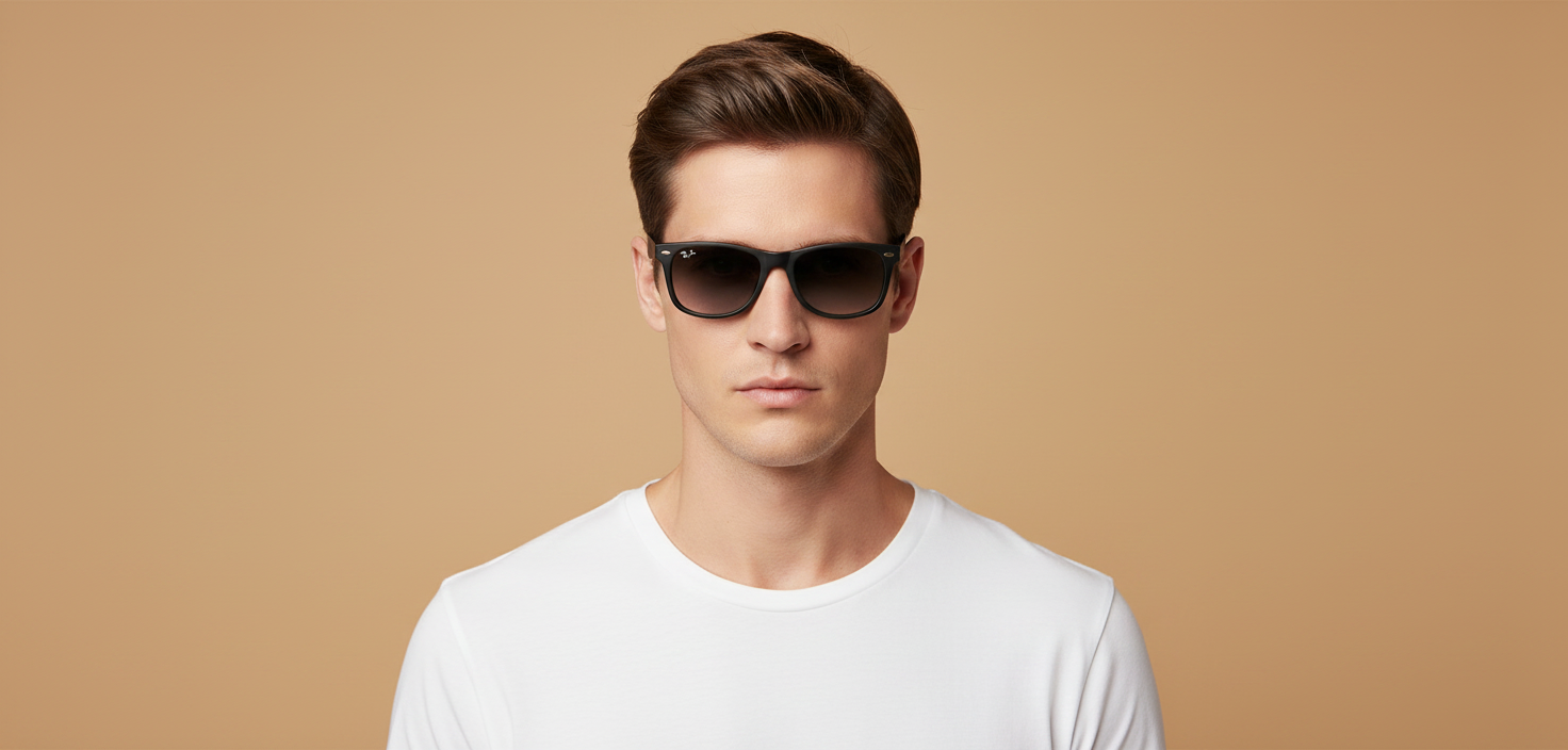 Мужская модель в Солнцезащитные очки Ray-Ban Junior New Wayfarer RJ9052 100/11 48 16