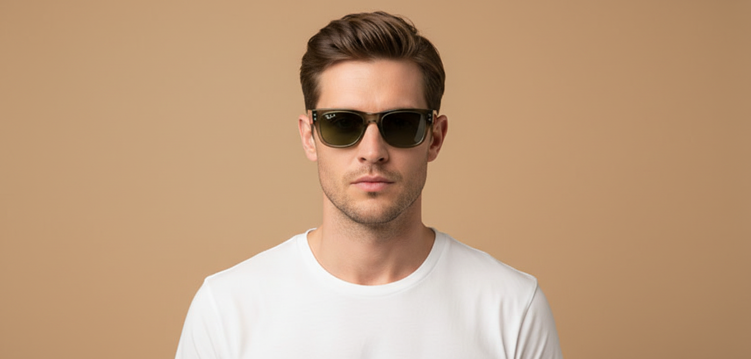 Modelo masculino llevando Gafas de Sol Ray-Ban Mega Wayfarer RB0840 66355C 51 21