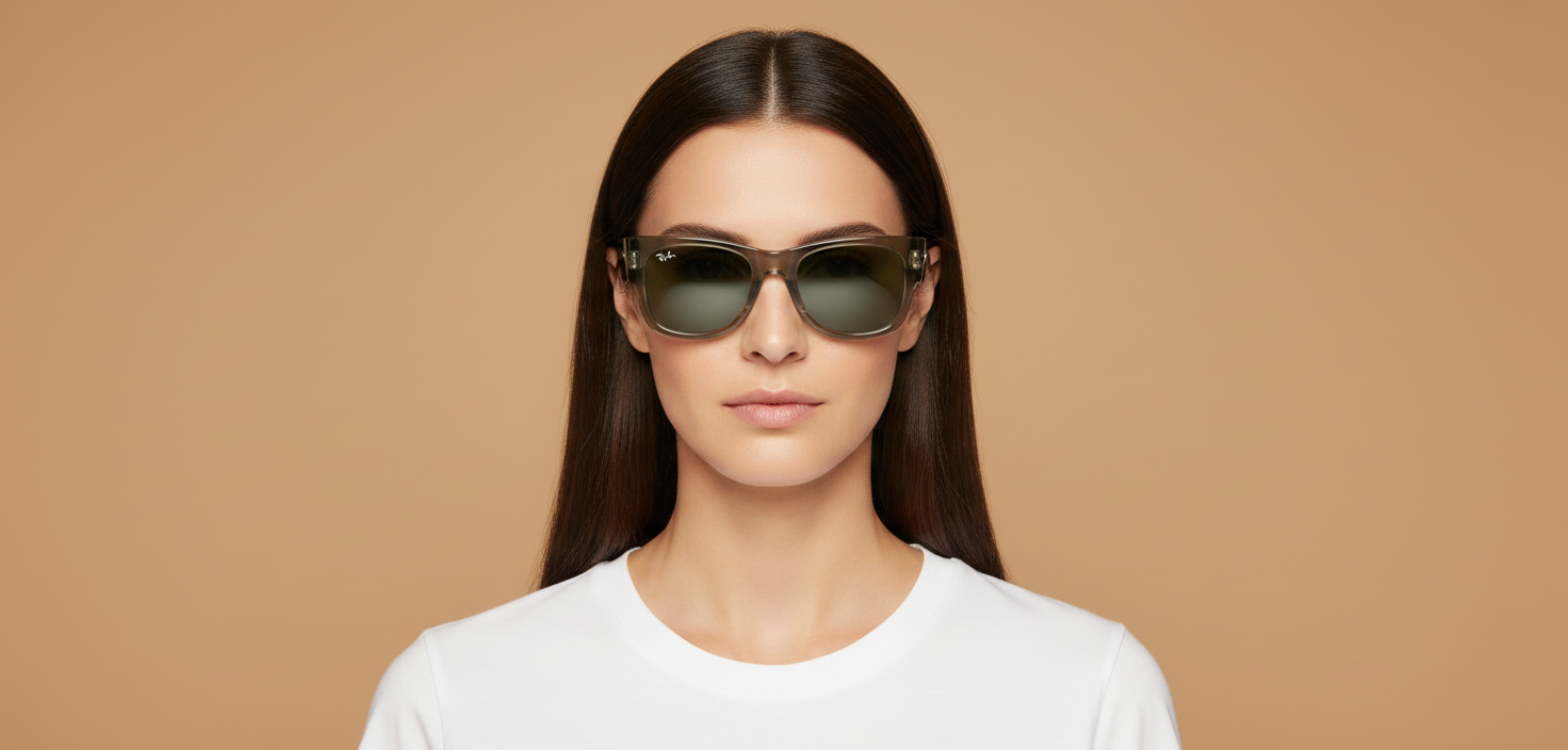 Modelo femenino llevando Gafas de Sol Ray-Ban Mega Wayfarer RB0840 66355C 51 21