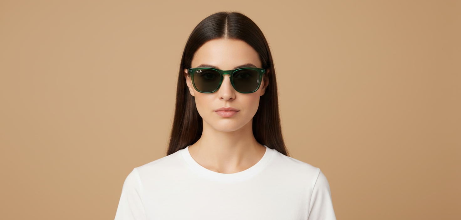 Modelo femenino llevando Gafas de Sol Ray-Ban RB2210 6615B1 53 21