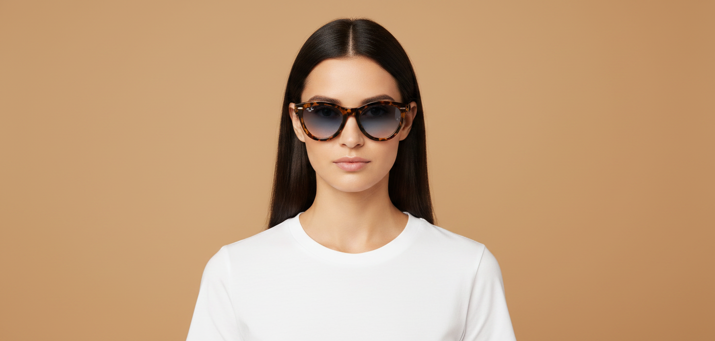 Modelo femenino llevando Gafas de Sol Ray-Ban Wayfarer Way RB2241 13323F 54 21