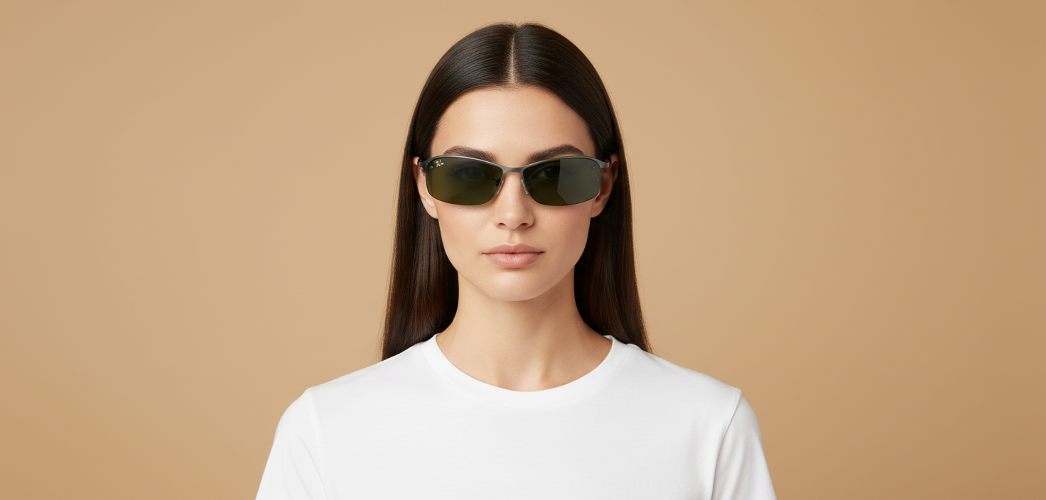 Modelo femenino llevando Gafas de Sol Ray-Ban RB3183 004/71 63 15