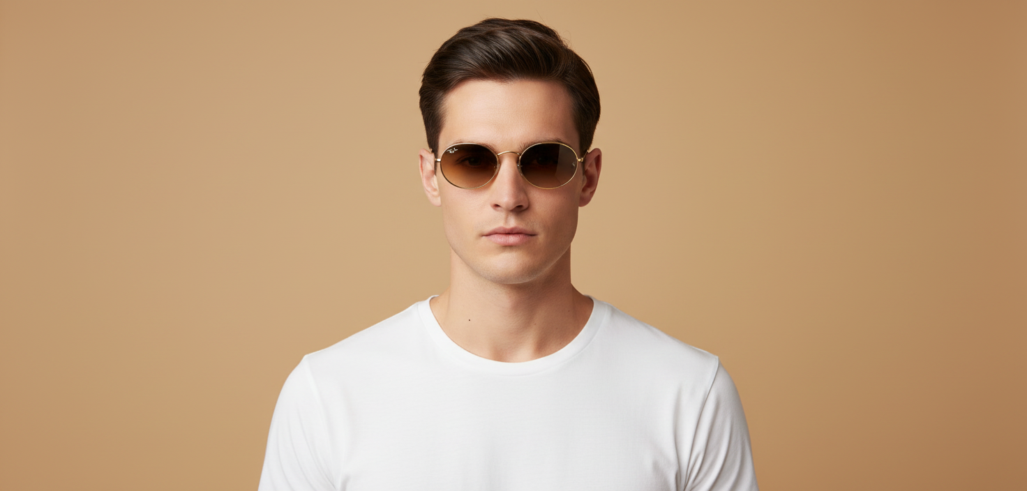Modelo masculino llevando Gafas de Sol Ray-Ban Oval RB3547 001/51 54 21