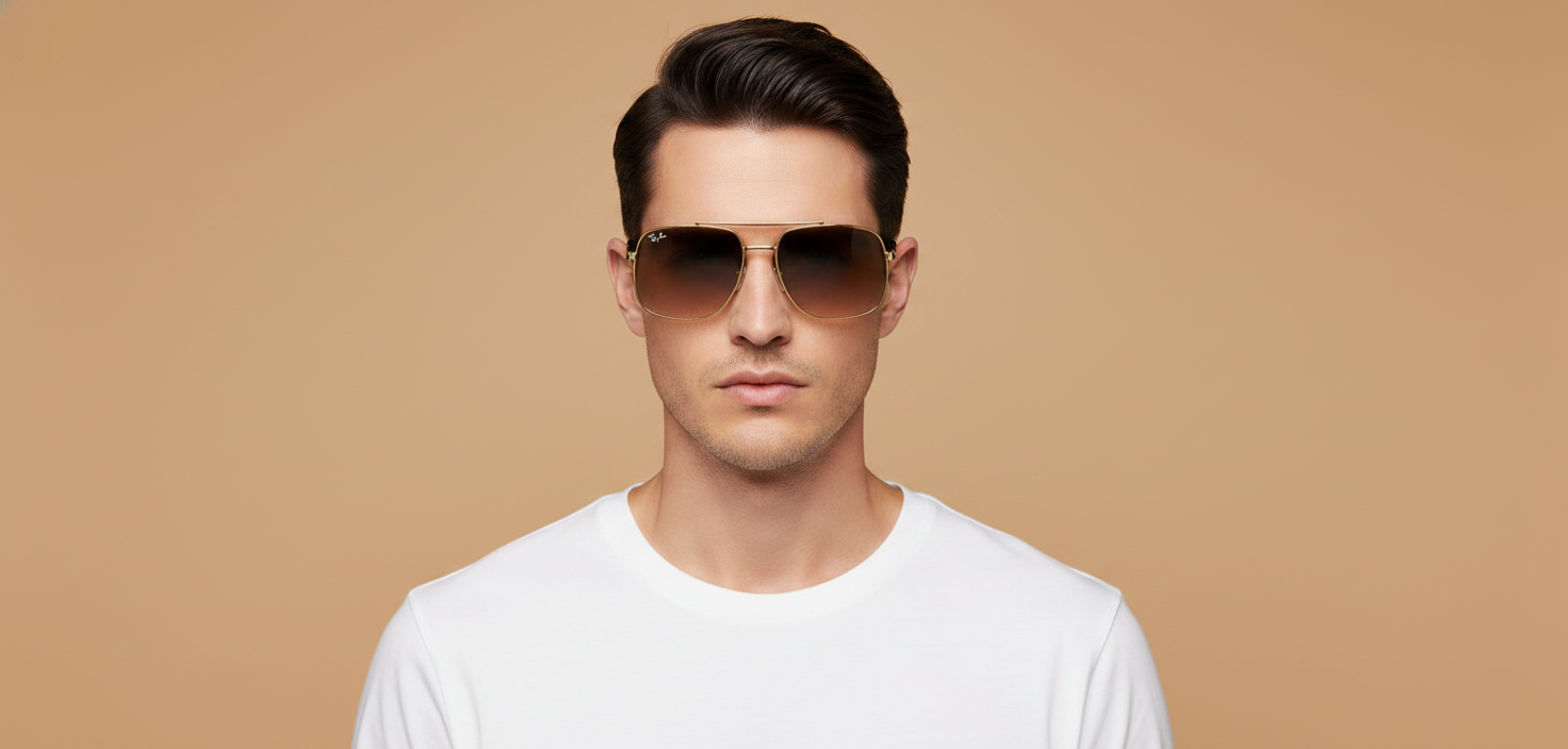 Modelo masculino llevando Gafas de Sol Ray-Ban RB3699 001/51 56 18