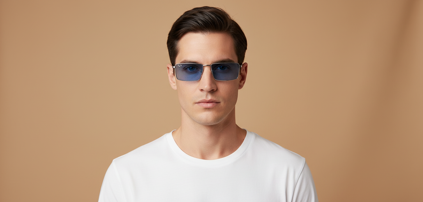 Modelo masculino llevando Gafas de Sol Ray-Ban Emy RB3741 003/80 59 17