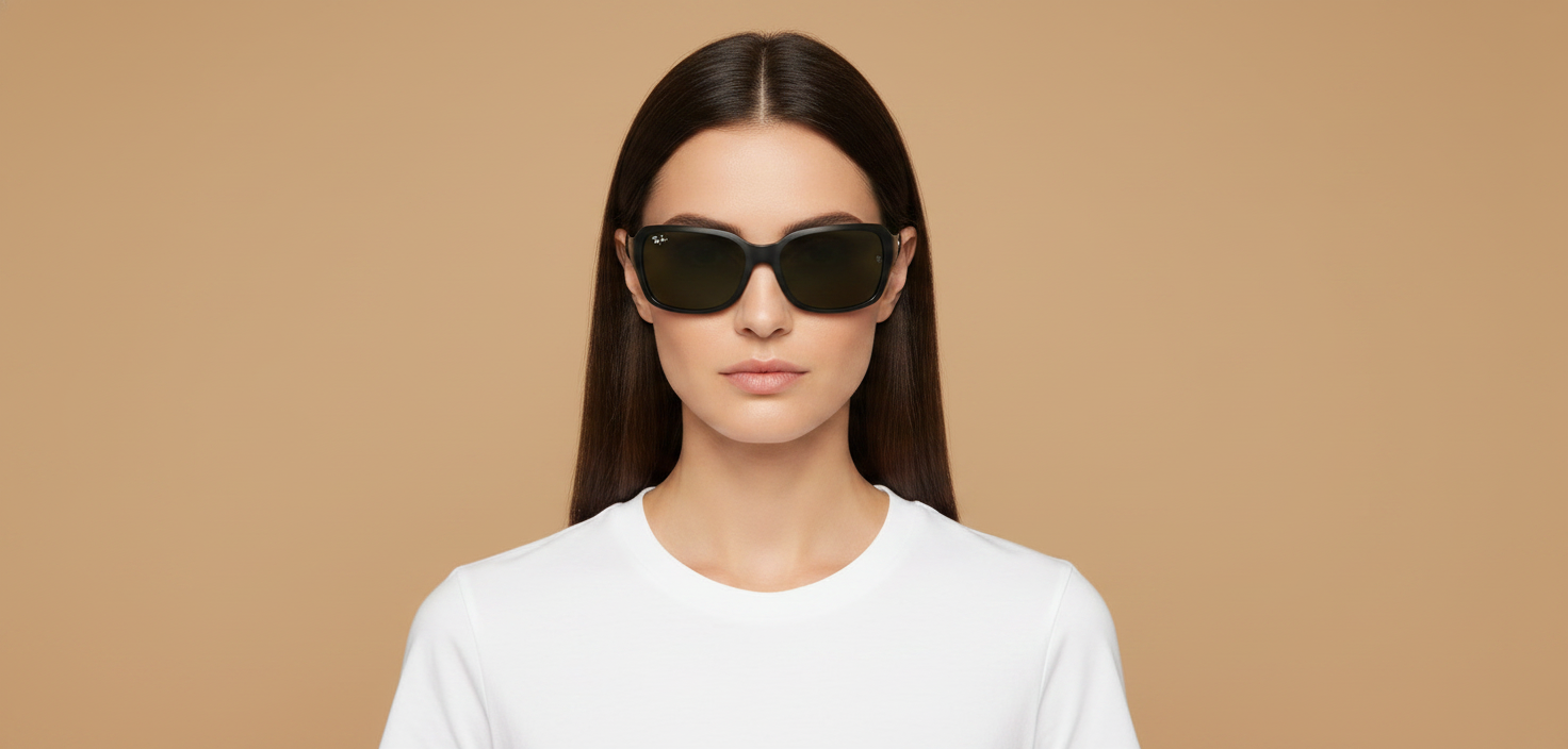 Modelo femenino llevando Gafas de Sol Ray-Ban RB4068 601 60 17