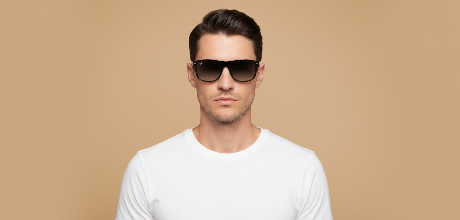 Modelo masculino llevando Gafas de Sol Ray-Ban Boyfriend RB4147 601/32 60 15