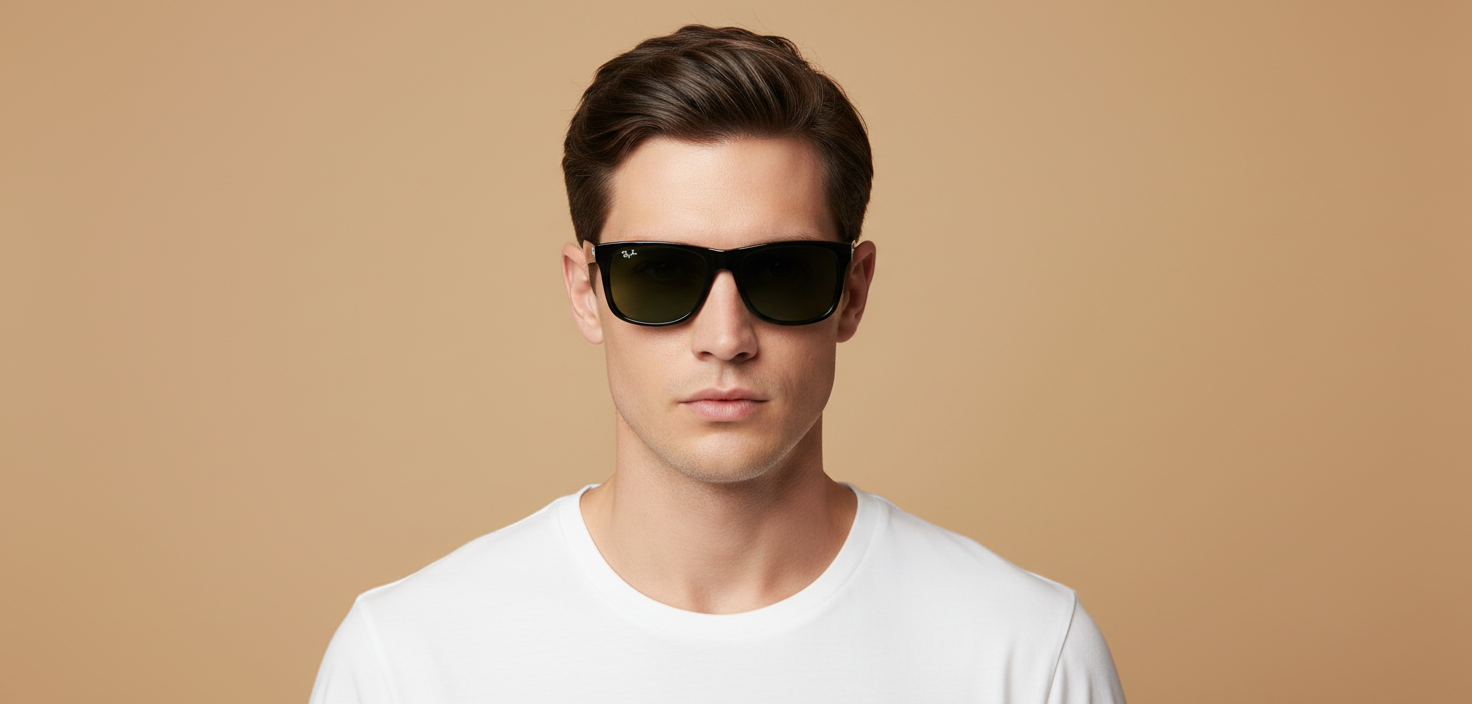 Modelo masculino llevando Gafas de Sol Ray-Ban Justin RB4165 601/71 54 16