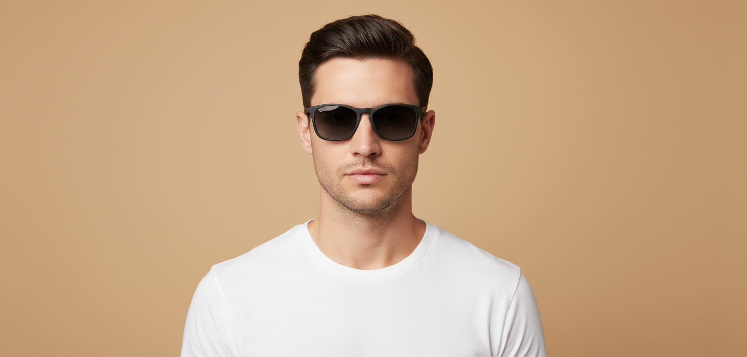 Modelo masculino llevando Gafas de Sol Ray-Ban Chris RB4187 622/8G 54 18