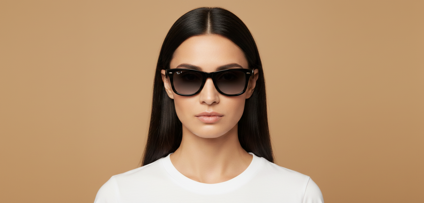 Modelo femenino llevando Gafas de Sol Ray-Ban RB4340 601/M3 50 22
