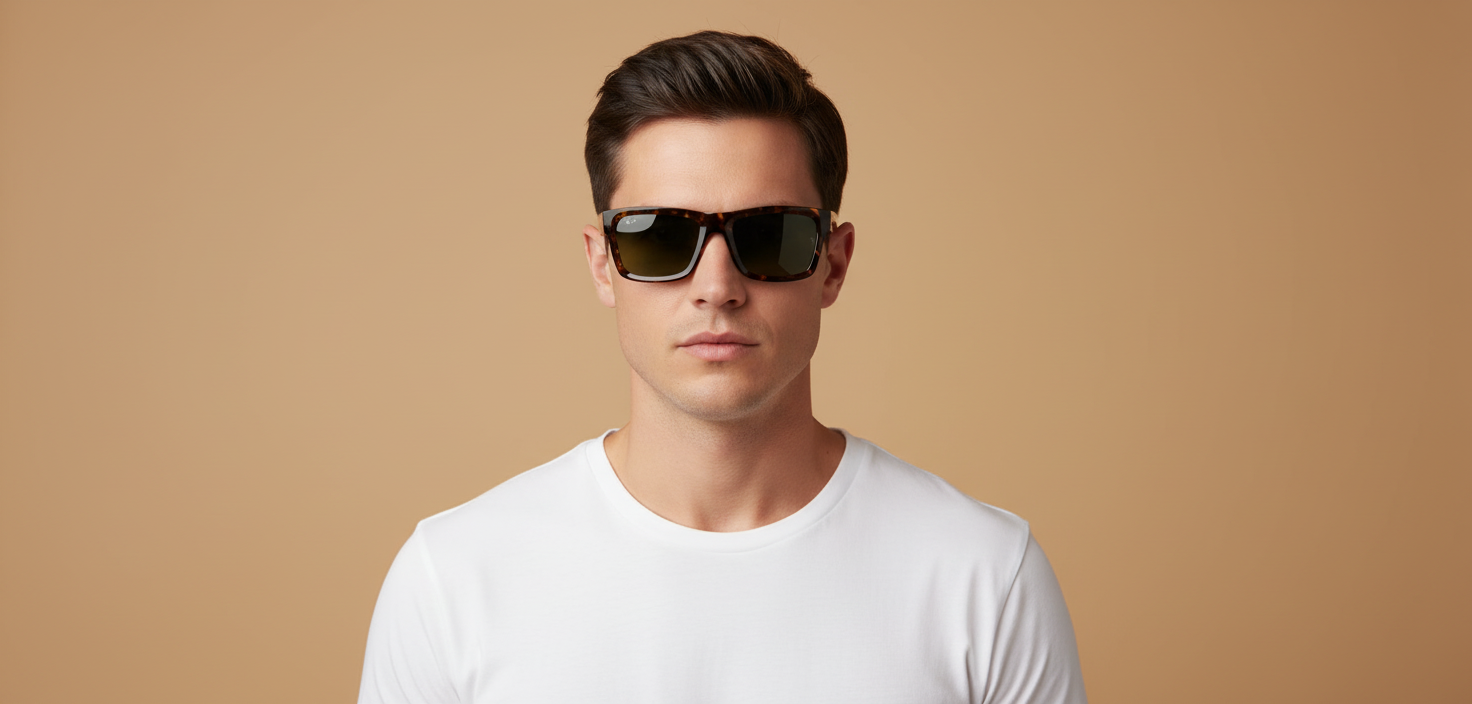 Modelo masculino llevando Gafas de Sol Ray-Ban Warren RB4396 135971 57 20