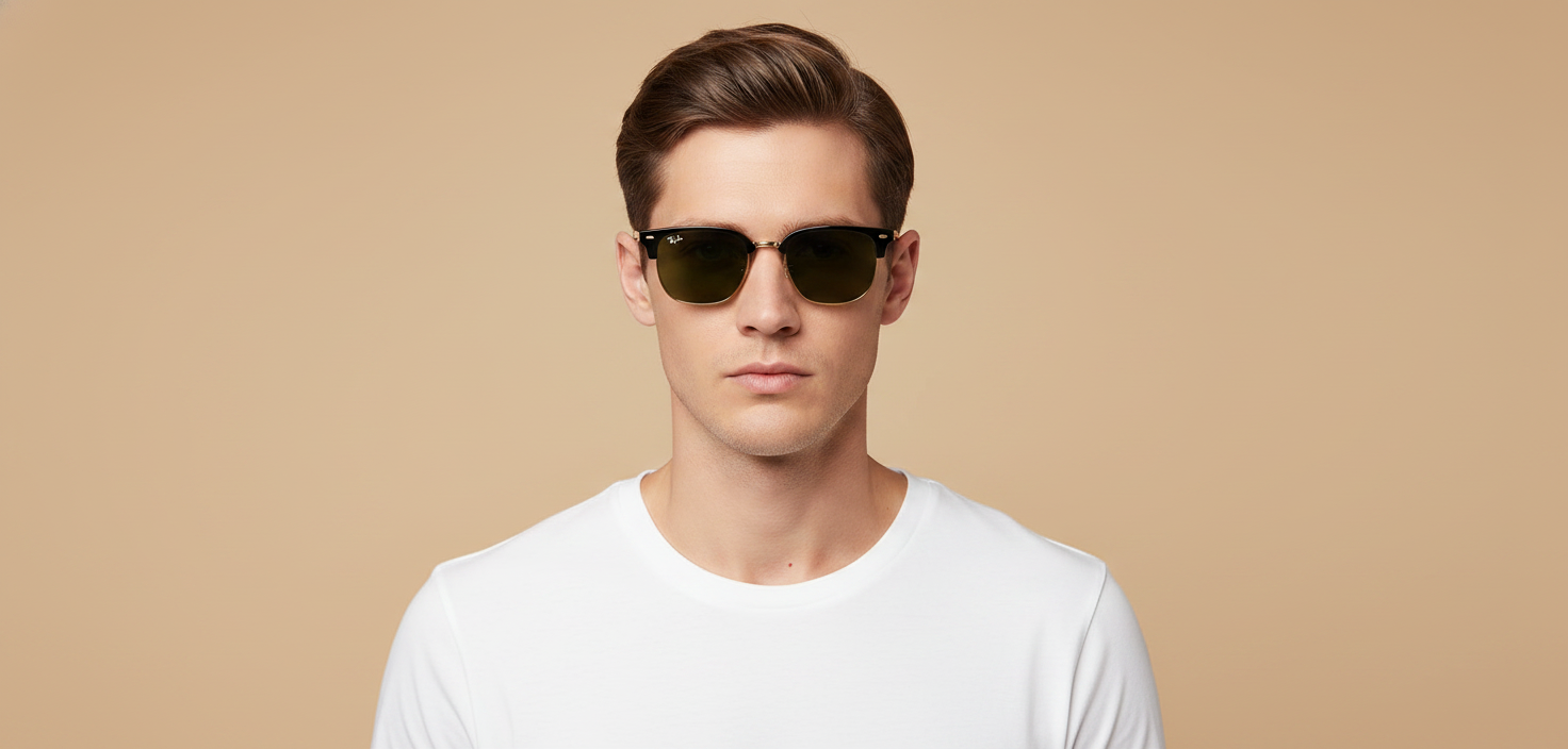 Modelo masculino llevando Gafas de Sol Ray-Ban New Clubmaster RB4416 601/31 51 20