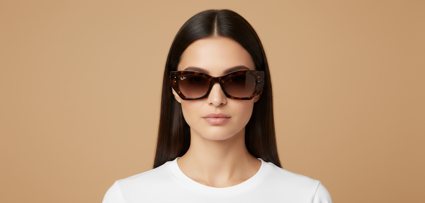 Modelo femenino llevando Gafas de Sol Ray-Ban Zena RB4430 135913 52 22