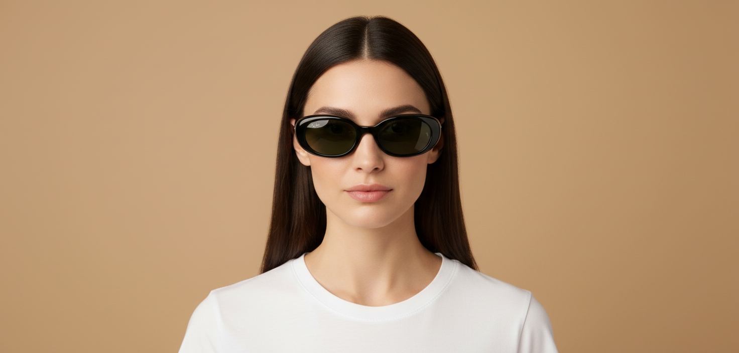 Modelo femenino llevando Gafas de Sol Ray-Ban RB4441D 667771 53 21