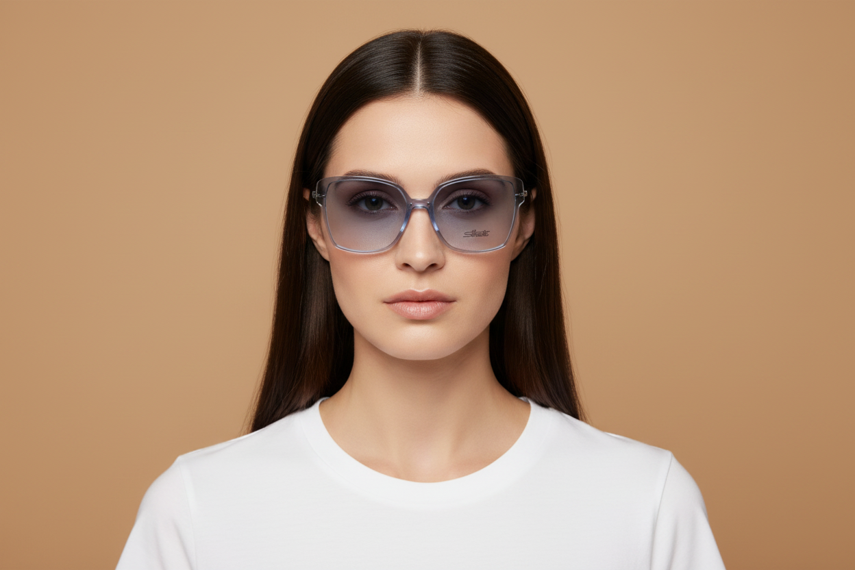 Weibliches Modell trägt Korrektionsbrillen Silhouette Infinity View 1611 75 4000 56 15