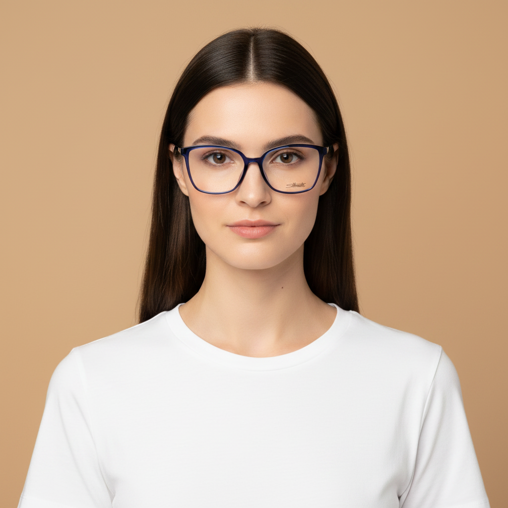 Modelo femenino llevando Gafas Graduadas Silhouette Clear Sky 1621/75 4510 55 14