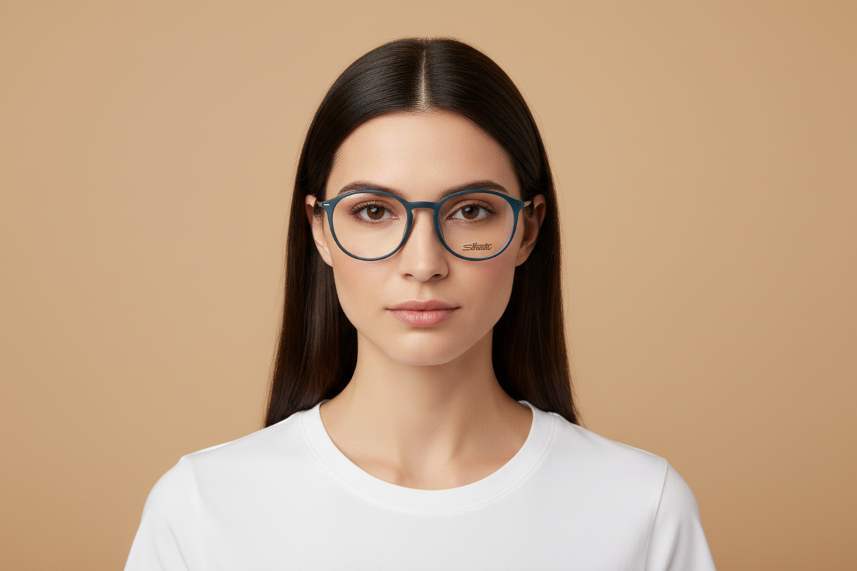 Modelo femenino llevando Gafas Graduadas Silhouette SPX Illusion 2931 75 5040 51 18