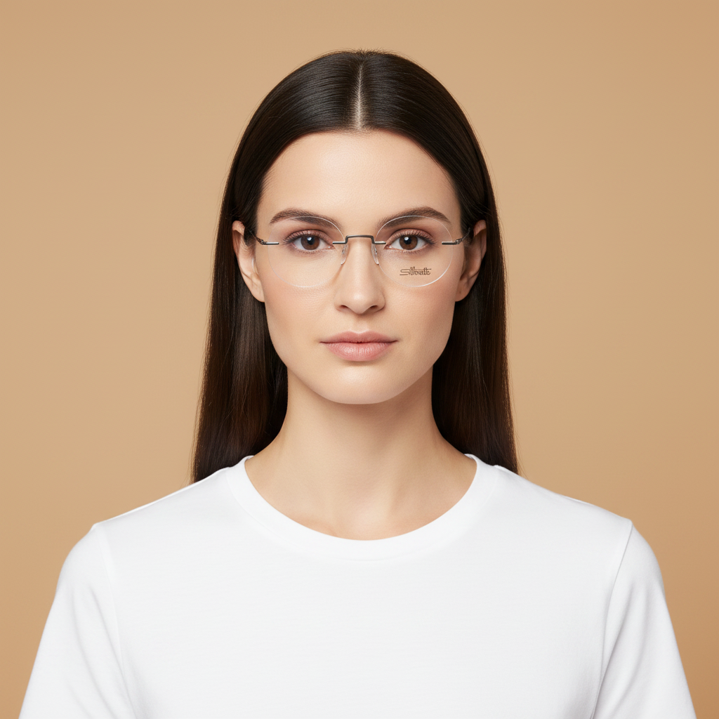 Modelo femenino llevando Gafas Graduadas Silhouette The Visionary 5586/CK 6560 47 19