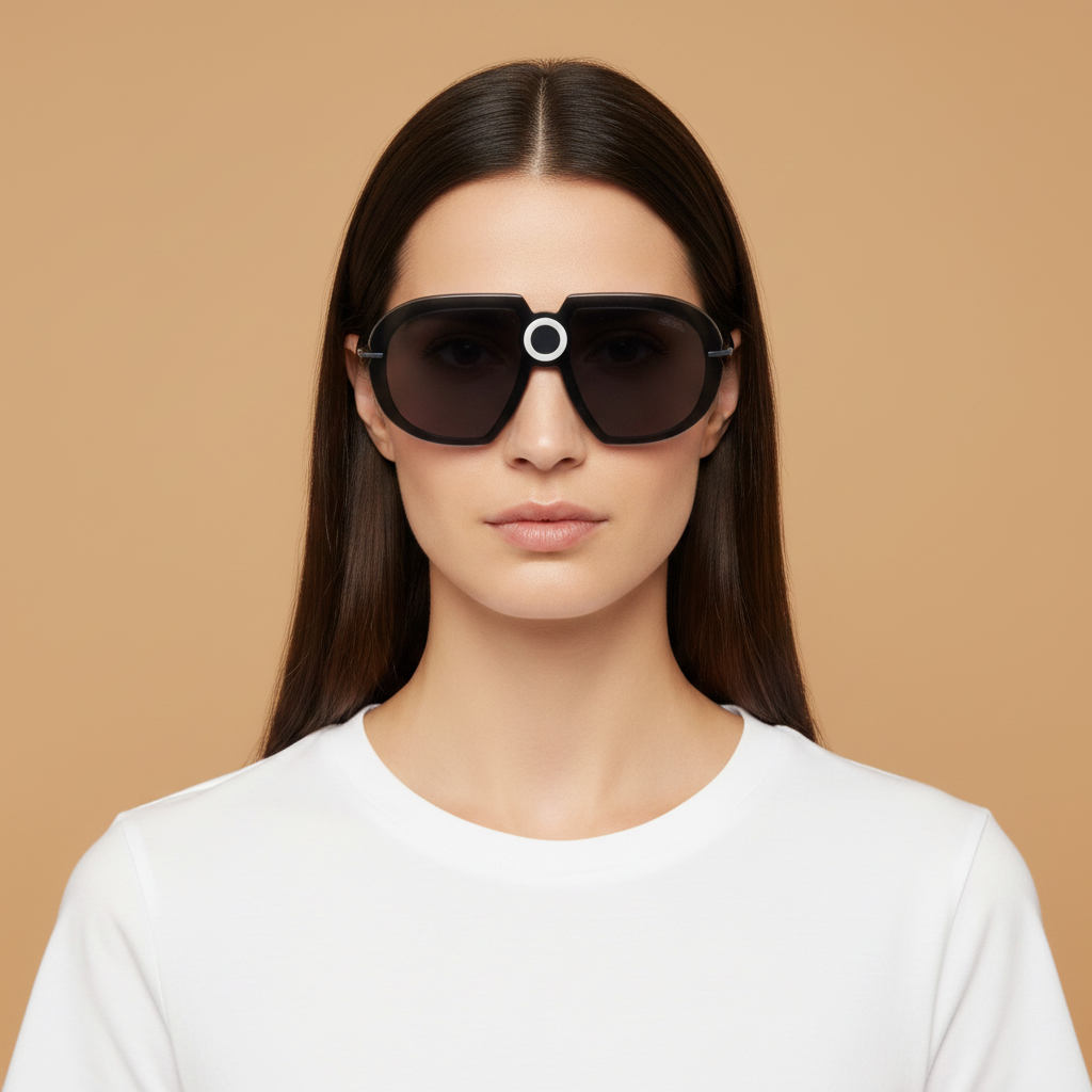 Modelo femenino llevando Gafas de Sol Silhouette Futura Dot 9912 75 9040 00 00