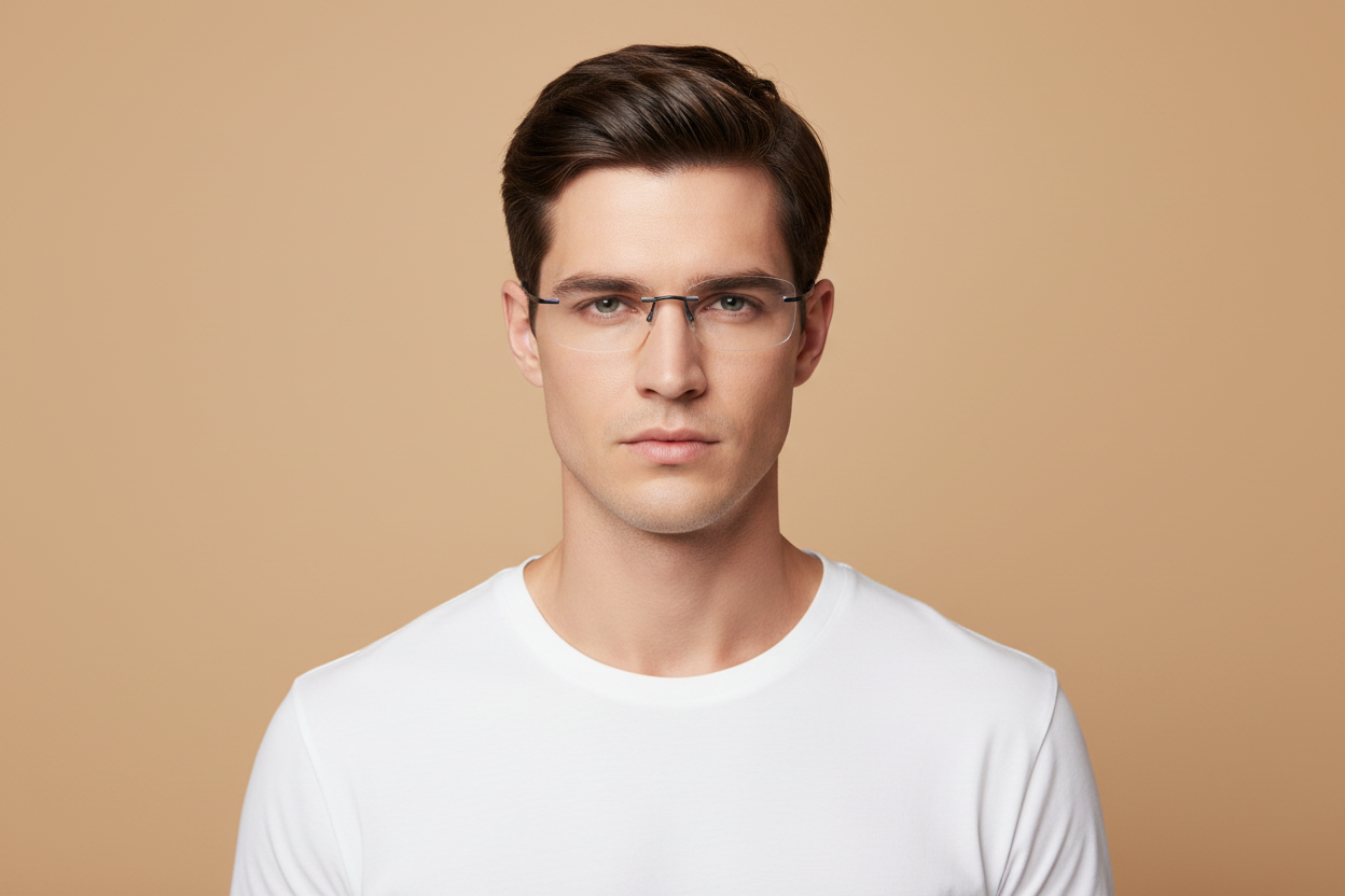 Modelo masculino llevando Gafas Graduadas Silhouette Minimal Art Stellar 5599/DI 4540 51 17