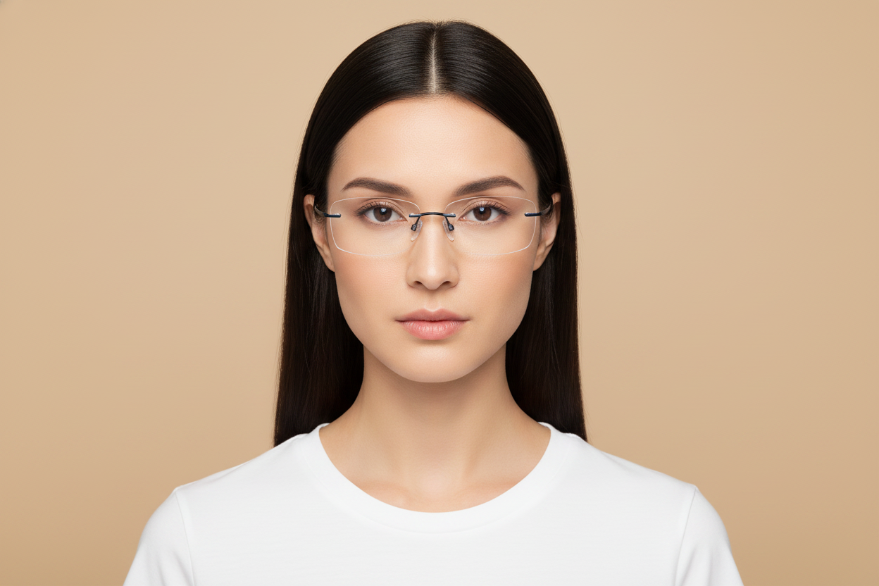 Modelo femenino llevando Gafas Graduadas Silhouette Minimal Art Stellar 5599/DI 4540 51 17