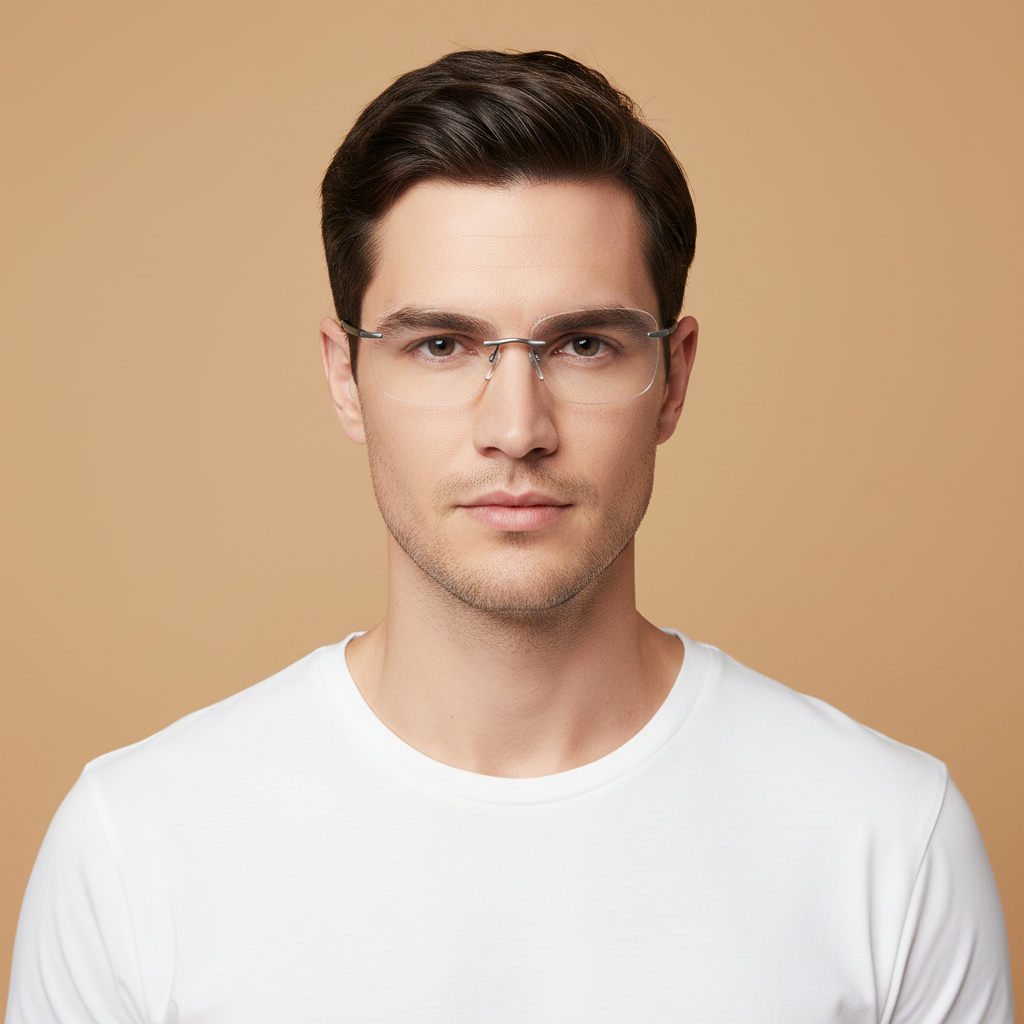Modelo masculino llevando Gafas de Sol Silhouette Cape Florida Rimless 8728 75 7210 00 00