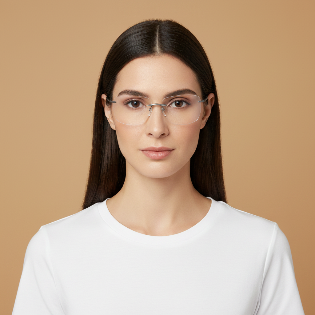 Modelo femenino llevando Gafas de Sol Silhouette Cape Florida Rimless 8728 75 7210 00 00