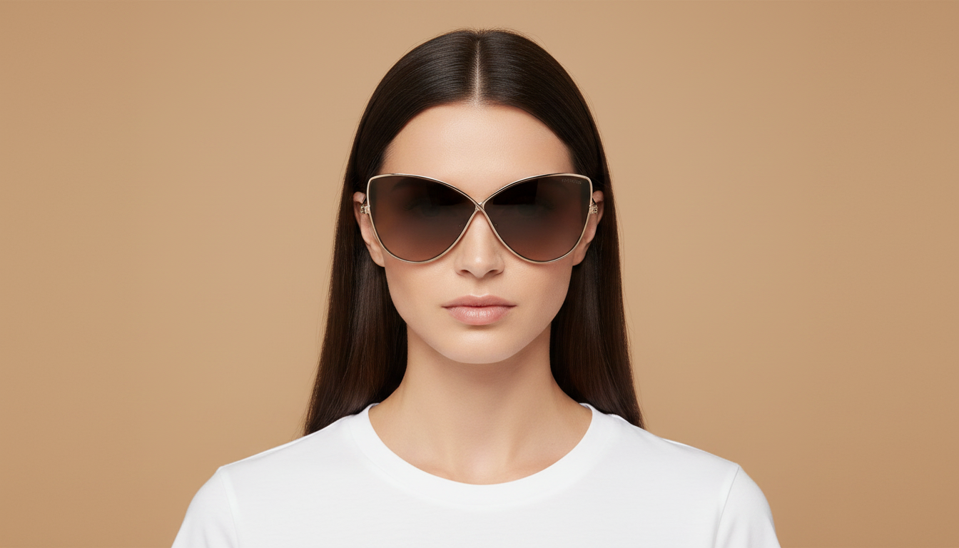 Female model wearing Tom Ford Elise 02 FT569 28G 65 05 Sunglasses