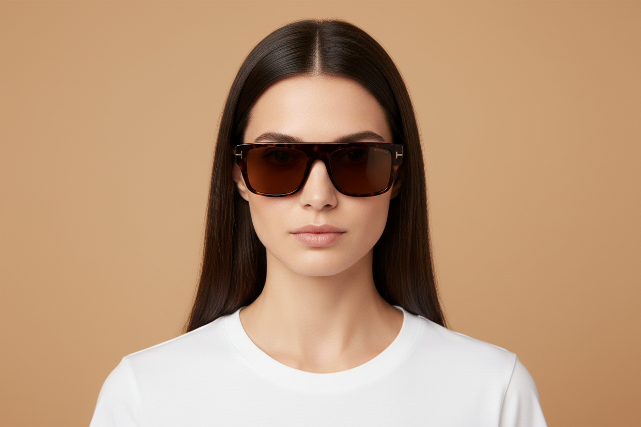Женская модель в Солнцезащитные очки Tom Ford Dunning 2 FT907 52E 55 19