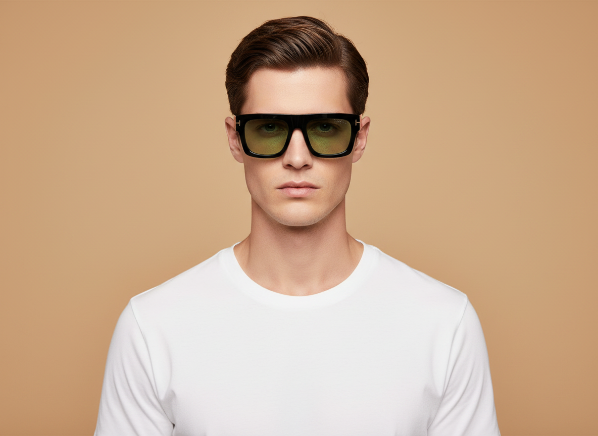Modelo masculino llevando Gafas de Sol Tom Ford FT0711 01N 53 20