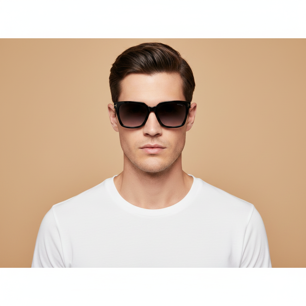 Modelo masculino llevando Gafas de Sol Tom Ford Selby FT0952 01B 55 19