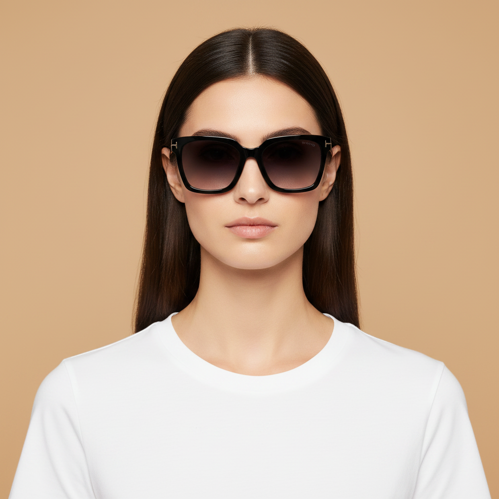 Modelo femenino llevando Gafas de Sol Tom Ford Selby FT0952 01B 55 19