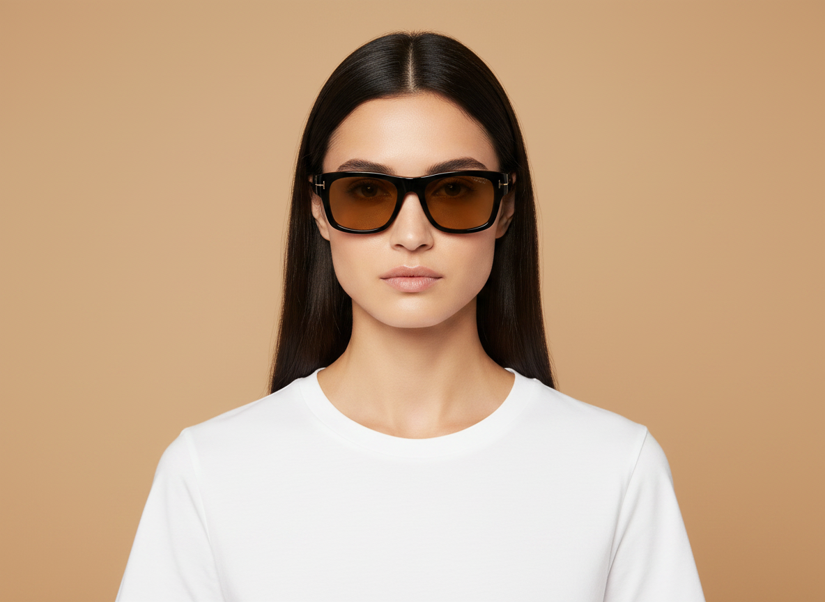 Modelo femenino llevando Gafas de Sol Tom Ford FT1303 01E 55 19