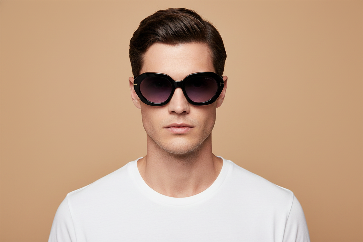 Modelo masculino llevando Gafas de Sol Tom Ford FT1341 01B 53 19